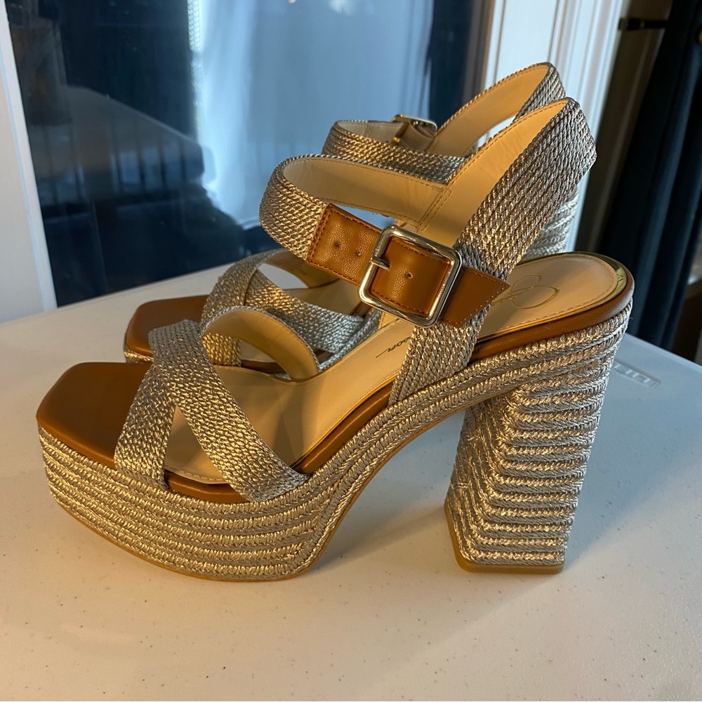 Jessica Simpson Brycen Gold Metalllic Platform Sandal SZ 10 NEW - Picture 7 of 10